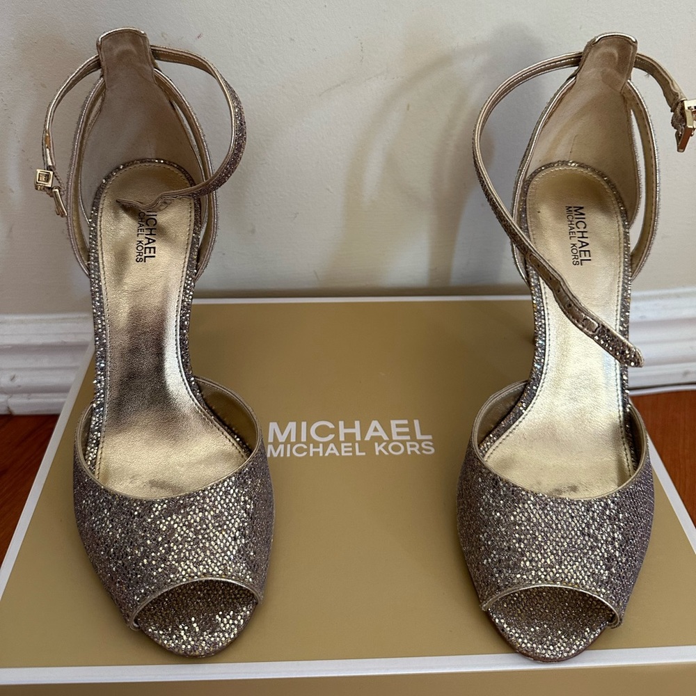 Michael Kors Ankle Strap Glitter mesh heels ( sandals )